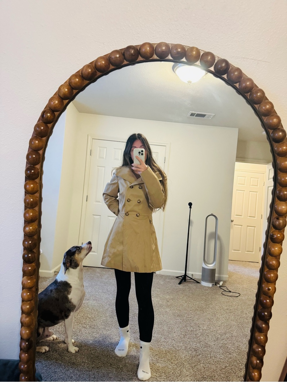 Calvin Klein Beige Double-Breasted Trench Coat Size L